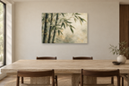 Bamboo Whisper — horizontal canvas in a dining room, full original artwork