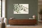 Silver Dollar Green — horizontal canvas in a living room, full original artwork