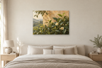 Tea Garden — horizontal canvas in a bedroom, full original artwork