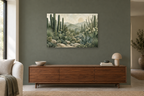 Cactus Garden — horizontal canvas in a living room, full original artwork