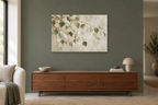 Birch Leaf Dance — horizontal canvas in a living room, full original artwork