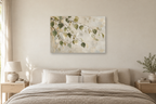 Birch Leaf Dance — horizontal canvas in a bedroom, full original artwork
