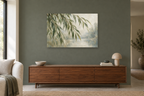 Willow Branches — horizontal canvas in a living room, full original artwork