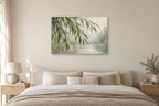 Willow Branches — horizontal canvas in a bedroom, full original artwork