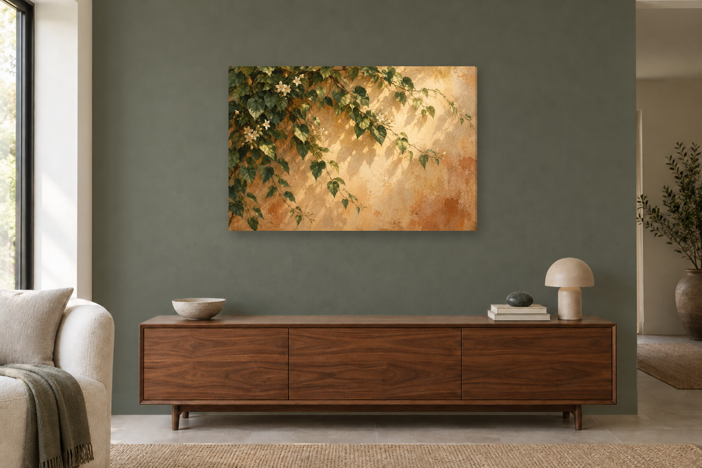 Vine And Light — horizontal canvas in a living room, full original artwork