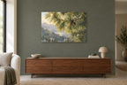 Pine Needle Study — horizontal canvas in a living room, full original artwork