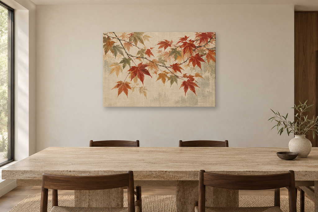 Maple Canopy — horizontal canvas in a dining room, full original artwork