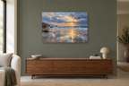 Ocean After Rain — horizontal canvas in a living room, full original artwork