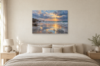 Ocean After Rain — horizontal canvas in a bedroom, full original artwork
