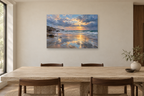 Ocean After Rain — horizontal canvas in a dining room, full original artwork