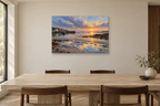 Harbour Stillness — horizontal canvas in a dining room, full original artwork