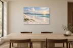 White Sand Silence — horizontal canvas in a dining room, full original artwork