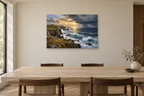 Storm Beyond Shore — horizontal canvas in a dining room, full original artwork
