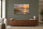 Seagrass Sunset — horizontal canvas in a living room, full original artwork