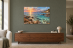 Coral Coast — horizontal canvas in a living room, full original artwork