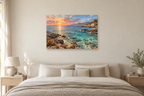 Coral Coast — horizontal canvas in a bedroom, full original artwork