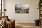 Rockpool Light — horizontal canvas in a reading corner, full original artwork
