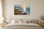 Silver Surf — horizontal canvas in a bedroom, full original artwork