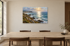 Silver Surf — horizontal canvas in a dining room, full original artwork
