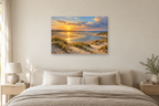 Golden Estuary — horizontal canvas in a bedroom, full original artwork