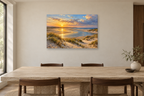 Golden Estuary — horizontal canvas in a dining room, full original artwork