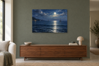 Moon Over Water — horizontal canvas in a living room, full original artwork