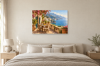 Amalfi Terrace — horizontal canvas in a bedroom, full original artwork