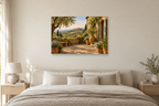 Tuscan Afternoon — horizontal canvas in a bedroom, full original artwork