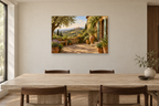 Tuscan Afternoon — horizontal canvas in a dining room, full original artwork