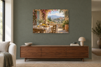 Provence Table — horizontal canvas in a living room, full original artwork