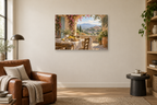 Provence Table — horizontal canvas in a reading corner, full original artwork