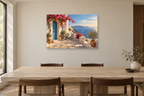 Greek Courtyard — horizontal canvas in a dining room, full original artwork
