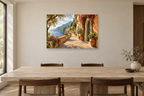 Riviera Promenade — horizontal canvas in a dining room, full original artwork
