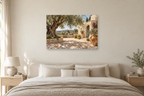 Puglia Olive Grove — horizontal canvas in a bedroom, full original artwork
