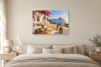 Ibiza White Walls — horizontal canvas in a bedroom, full original artwork