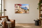 Ibiza White Walls — horizontal canvas in a reading corner, full original artwork