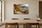Portofino Morning — horizontal canvas in a dining room, full original artwork