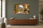 Valldemossa Stone — horizontal canvas in a living room, full original artwork