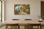 Ligurian Window — horizontal canvas in a dining room, full original artwork