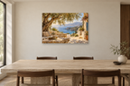Crete Sunlight — horizontal canvas in a dining room, full original artwork