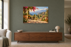 Taormina Garden — horizontal canvas in a living room, full original artwork