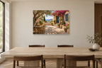 Cyprus Courtyard — horizontal canvas in a dining room, full original artwork