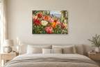 Tulip Gathering — horizontal canvas in a bedroom, full original artwork