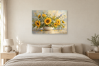 Sunflower Afternoon — horizontal canvas in a bedroom, full original artwork