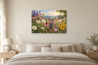 Meadow Flowers — horizontal canvas in a bedroom, full original artwork