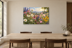 Meadow Flowers — horizontal canvas in a dining room, full original artwork