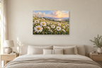 Daisy Field — horizontal canvas in a bedroom, full original artwork