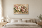 Orchid Balance — horizontal canvas in a bedroom, full original artwork