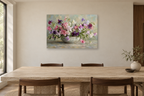 Sweet Pea Study — horizontal canvas in a dining room, full original artwork