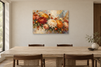 Autumn Chrysanthemums — horizontal canvas in a dining room, full original artwork